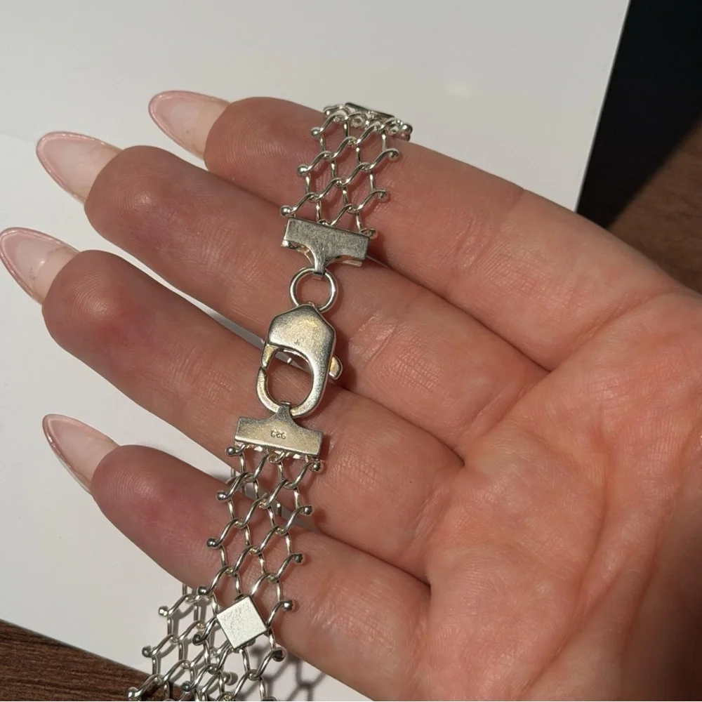 Vintage 925 Sterling Silver Chunky Cool Necklace 17”